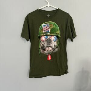 Patriotic Stars & Stripes Military Dog Tee Shirt Men's Size Medium / 38 - 40